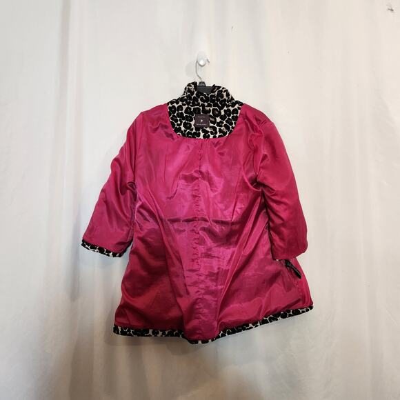 FOREVER 21 Black Cream Leopard Print Retro Carpet Bag Pea Coat Juniors Large L - Picture 7 of 11